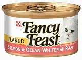 Fancy Feast Gourmet Cat Food Flaked Salmon & Ocean Whitefish Feast, 3-Ounce Cans (Pack of 48)