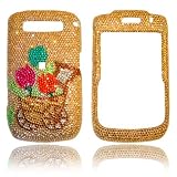 Blackberry 8900 Javelin Genuine Swarovski Crystal (7ss) Multi Color Flower Design Faceplate Cover Case