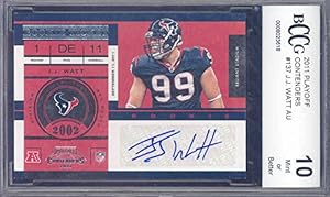 2011 playoff contenders #137 J.J. WATT AU autograph rookie BGS BCCG 10 Graded Card
