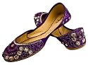 Starlite Ladies Handcrafted Beaded & Diamante Purple Leather Khussa Fashion Shoes / Pumps