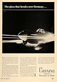 IMAGE OF 1944 Ad Corning Glass Works Fighter Planes Tanks NY WW2 - Original Print Ad