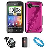 Pink Metallic Cosmo Wave Design Protective Snap-On Case Cover for HTC Droid ....