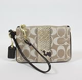 Coach Colette Op Art Wristlet Case Bag for Ipod Khaki Gold - Coach 44811KHA