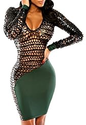 Sexy Polyester/Spandex Sheath Long Sleeves Striped Print Club Dress/Mini Dress 