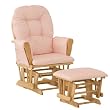 Stork Craft Hoop Glider and Ottoman, Natural/Pink Gingham