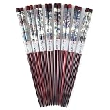 Chinese Village Cherry Finish Chopsticks, Box Set of 8