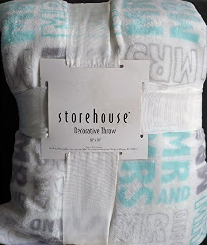Storehouse Decorative Plush Fleece Throw 60 Inches by 70 Inches Mr Mrs