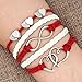 LovelyJewelry Leather Wrap Bracelets Girls Double Hearts Infinity Rope Wristband Bracelets
