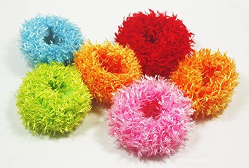 Noonies 6 Pcs Assorted Color Messy Fur Ball Hair Ties Scrunchies