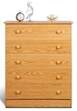 Casual Style Oak Finish 5 Drawer Storage Chest