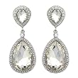 Clear Crystal Large Teardrop Post Fashion Earrings
