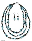 Tiger's eye jewelry set, 'River of Life' 0.4 W 18.1 L