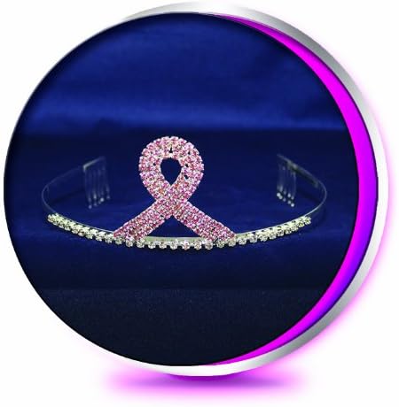 The Pink Ribbon - Rhinestone Tiara - Pageant, Wedding, Prom, Homecoming, or Bridesmaid Crown - Cancer &amp; Disease Awareness Support