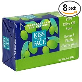 Kiss My Face Pure Olive Oil Bar Soap, 8-Ounce Bars (Pack of 8)