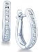 10k White Gold Channel Set Round Brilliant Cut Diamond U Shape Earrings (1/4 cttw)