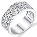 Sterling Silver Men's Wedding Band Engagement Ring With Cubic Zirconia CZ 9MM 3 Row Sizes 7 to 13