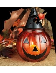 Halloween Large Glass & Metal Jack-o-lantern Pumpkin Votive Candle Holder ~ Party Centerpiece ~ Home Decor