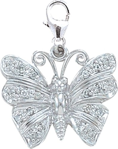 14k Gold Diamond Butterfly Charm (1/10 cttw)