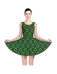 Polyester/Spandex Stretchy Feathers Skater Dress 