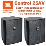 JBL Control 25AV Two Way 5 1/4" Indoor / Outdoor Black 70V Speaker Pair New