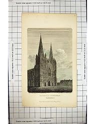 Home: Antique Print of 1810 Lichfield Cathedral Staffordshire Nash Engraving Architecture - old-print