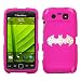 BLACKBERRY AT&T SPRINT TORCH 9850 9860 HARD PLASTIC DESIGN PINK AND WHITE BATMAN LOGO SWAROVSKI CRYSTAL DIAMOND SNAP ON CASE COVER
