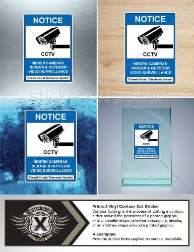 Decals Stickers Cctv Notice Car Window Wall Art Decor Helmet Roommates Motorcycle Note Book Garage Doors Size: 4 X 2.9 Inches Vinyl color print