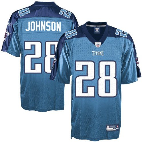 Chris Johnson Jersey: Reebok Light Blue Replica #28 Tennessee Titans Jersey - Large