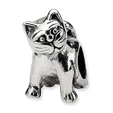 .925 Sterling Silver Cat Bead
