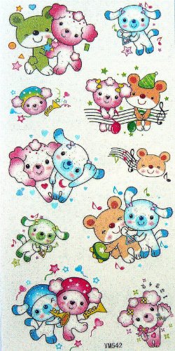 Yimei Youth and Kids Temporary Tattoo for Girls and Boys Waterproof Body Paint Sticker (Little Animals, Friendly Dogs and Bears)