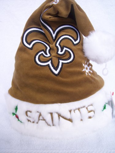 RARE GOLD New Orleans Saints Holiday Christmas Santa Hat