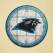 Carolina Panthers 12in Art Glass Clock NFL Football Fan Shop Sports Team Merchandise