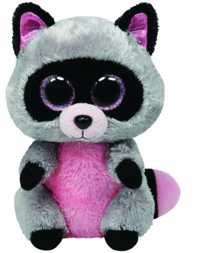 Ty Beanie Boos Buddies Rocco Grey Raccoon Medium Plush
