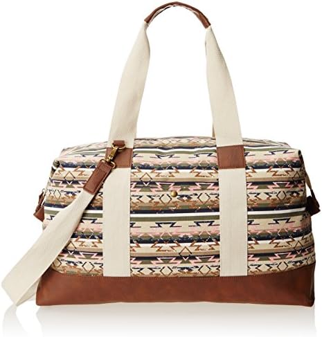 Wild Pair Printed Canvas Weekender With Faux Leather Trim Duffle Handbag, Aztec Stripe, One Size,Aztec Stripe,One Size