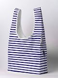 BAGGU ストライプ ホワイト x ネイビー