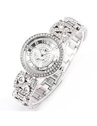 WEIQIN Sliver Bling Crystal Rotating Dial MOP Lady Women Bracelet Quartz Wrist Watch WQI038