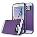 ULAK Galaxy S6 Case, S6 Case, 2in1 Hybrid Dual Layer Slim Protective Case Cover with Card Slot for Samsung Galaxy S6 (Plastic Hard Shell and Flexible TPU) (Purple/Purple)