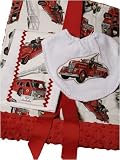 Vintage-style Firetruck Baby Boy Bib, Burp Cloth & Changing Pad