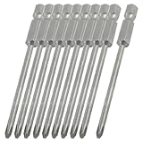 uxcell　フィリップススクリュードライバービット　10 個入り　3mm　グレー　75mmの長さ　ツール