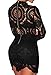 ZKESS Women's Long Sleeve Lace High Neck Party Club Mini Dress L Size Black 131