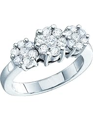 1.00CTW DIAMOND 3 FLOWER LADIES RING