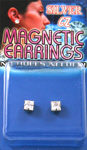 Fake Piercing Earrings with Clear CZ (Magnetic)