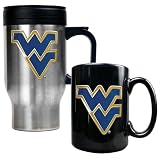 NCAA West Virginia Mountaineers Stainless Steel Travel Mug & Ceramic Mug Set