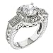 Square CZ Diamond Silver Engagement Ring