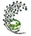 Peacock Tail Emerald Crystal Silver Tone Brooch Pin
