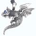 BLUE CRYSTAL Eye DRAGON Whelp PEWTER Pendant Necklace
