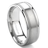 Titanium 8mm Milgrain Wedding Band Ring