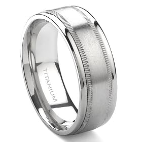 Titanium 8mm Milgrain Wedding Band Ring Sz 7.0 SN#541