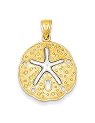 14k Two Tone Sand Dollar w/ Starfish Pendant