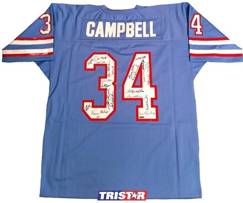 Luv Ya Blue Team Signed Earl Campbell Houston Oilers Mitchell & Ness Authentic Jersey - 22 Signature